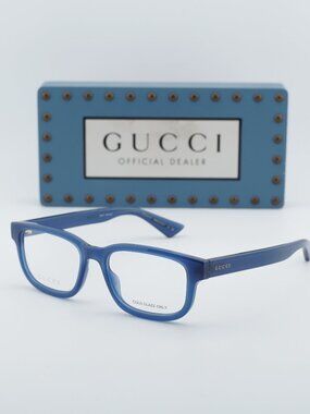 Gucci GG1584O 003 Men Eyeglasses Blue 53mm Rectangle Frame